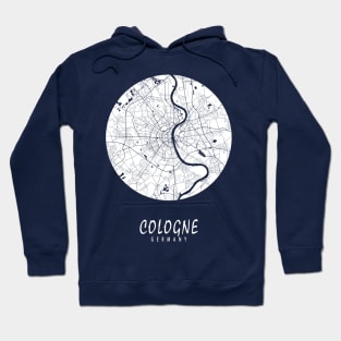 Cologne, Germany City Map - Full Moon Hoodie